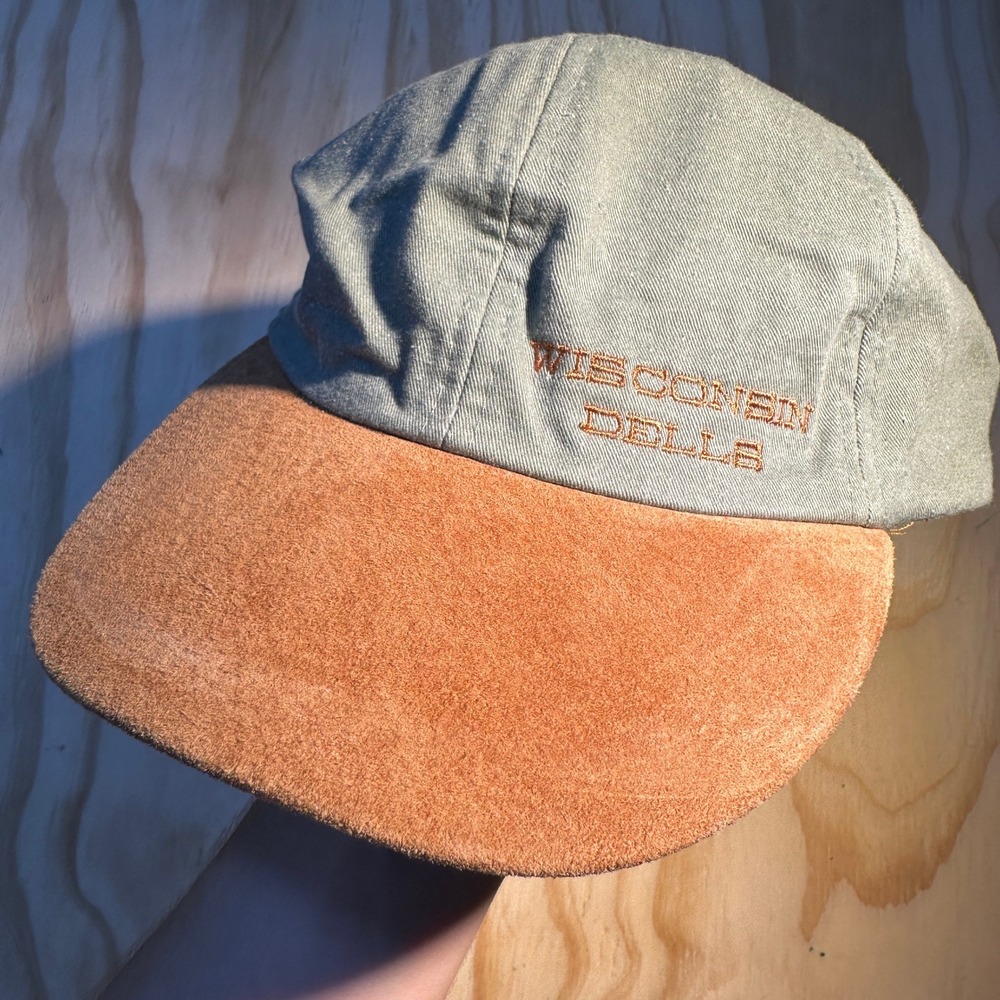 J Hats Wisconsin Dells Sage Green Tan Suede Brim Adjustable Dad Hat Cap